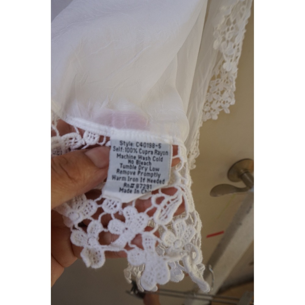 Johnny Was long duster crochet lace trim Pintuck Boho Festival Layering Vest L - Picture 7 of 12